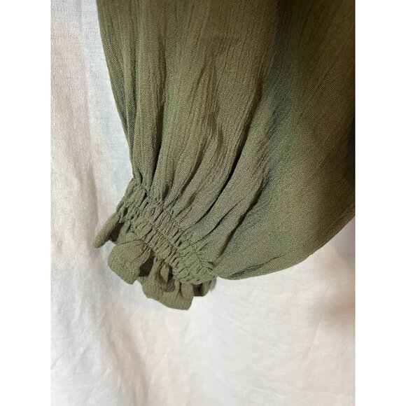 Indio Collective Medium Women’s Green Long Sleeve Embroidered Blouse - Picture 7 of 11